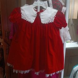Red Velvet Dress With Bloomers