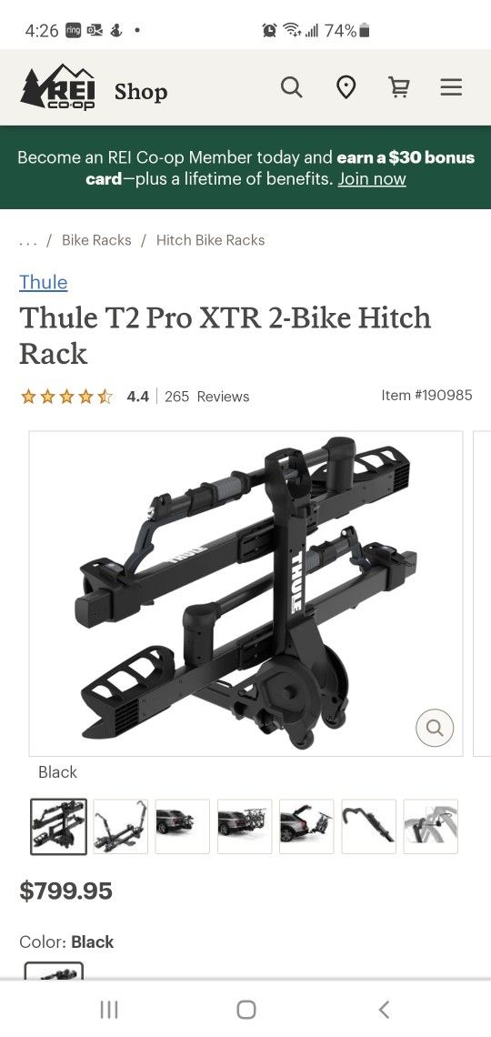 Thule T2 Pro XTR 2 Bike Hitch Rack W Key. for Sale in Commerce