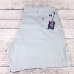 Chaps Mens Harbor Mist Shorts Flat Front Classic Fit Casual Comfort Size 52x9