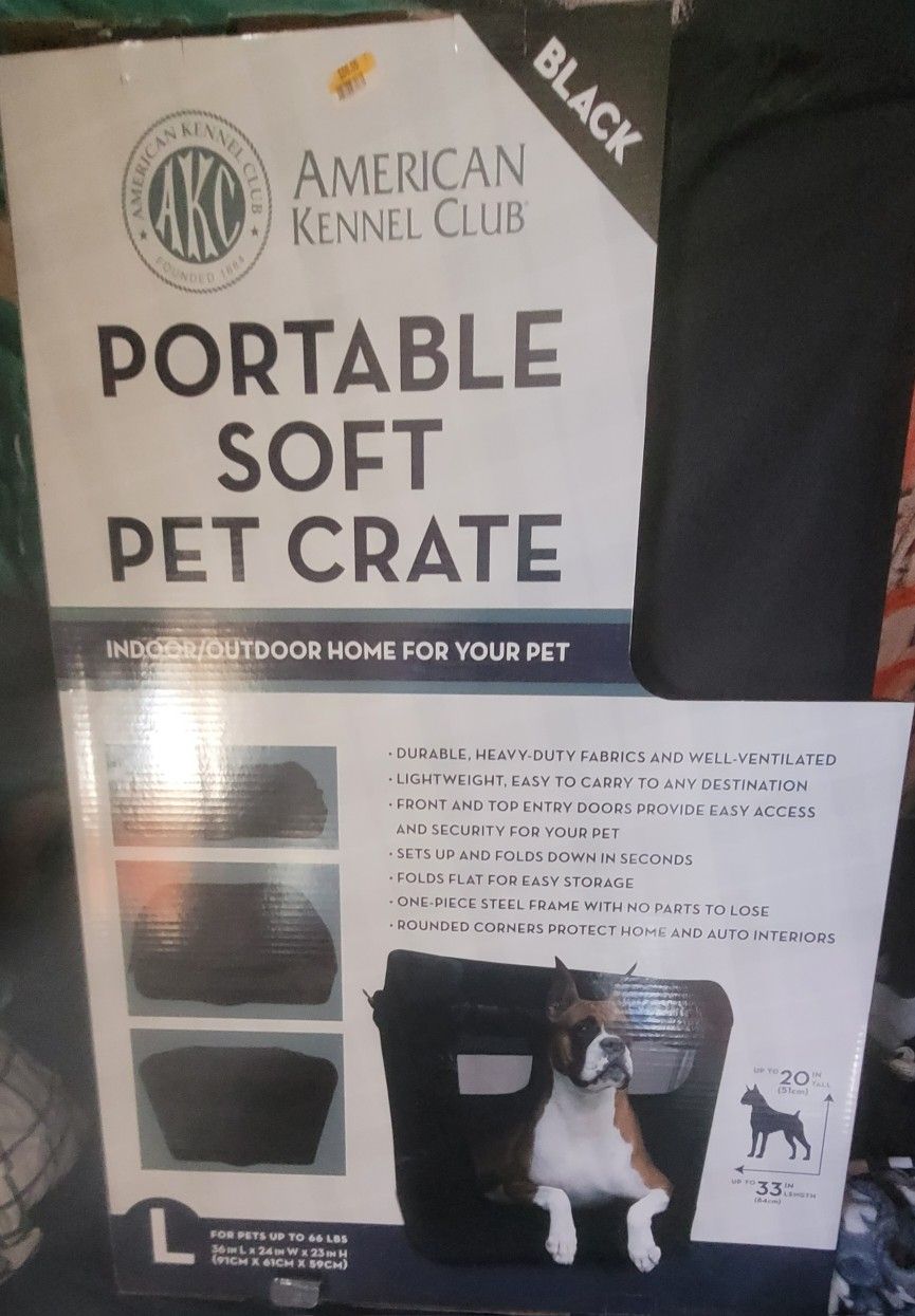 New In Box Portable Soft Dog Crate Rated 66 lb Anaimal