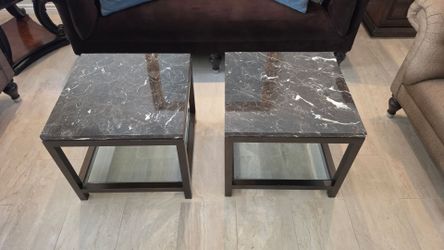 ✨️Artistica Designer Natural Stone End Tables | Matching Pair | 24 Inch - Beautiful!