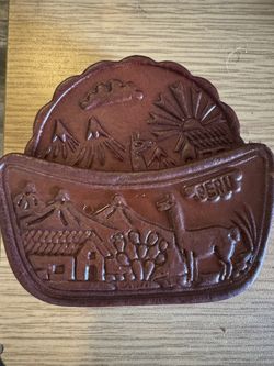 Handmade, cherry mahogany, leather coasters Made In Peru 🇵🇪 