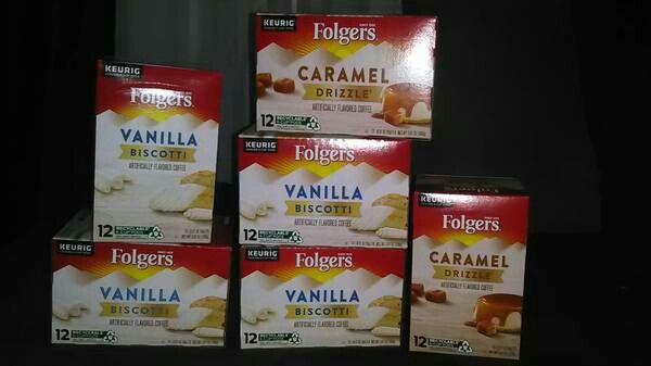 Boxes of Folger's Coffee K-Cups! Vanilla Biscotti or Carmel Drizzle!