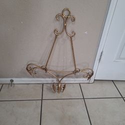 Vintage Decorative Picture Frame Plate Holder Goldtone Hollywood Regency