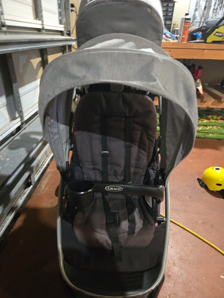 Graco Ready2Grow LX 2.0 Double Stroller Features Bench Seat and Standing Platform Options, Clark