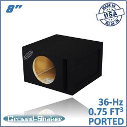 black 8" single ported sub box