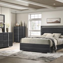 New King 4pc Bedroom Set Dresser Mirror Nightstand With Free Delivery Pay On Arrival 