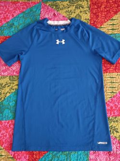 Blue Athletic Under Armour Short Sleeve Shirt.