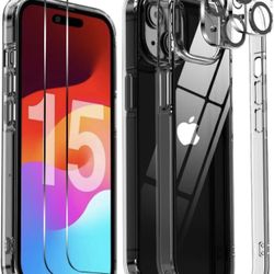Aven 5 in 1 for iPhone 15 Case, with 2 Tempered Glass Screen Protector + 2 Camera Lens Protector, Phone Case 6.1 Inch [ Anti-Scratch Full-Body Protect