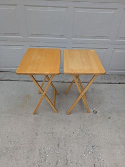 Tables Folding Set of 2 Wooden TV Tray Tables