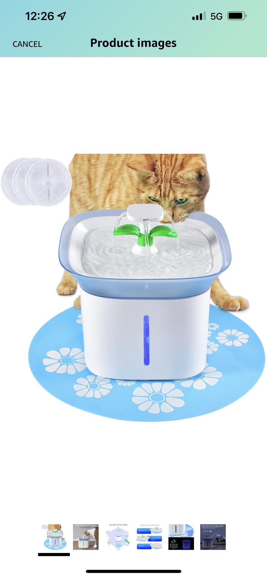 Cat Water Fountain 2.5L(84oz) Automatic Quiet Pet Water Fountain Dog Water Dispenser with 3 Replacement Filters / 1 Silicone Non-Slip Mat for Cat / Do