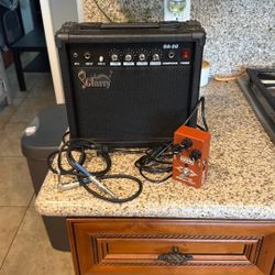 Guitar Amp + MXR Distortion Pedal + Cable Bundle