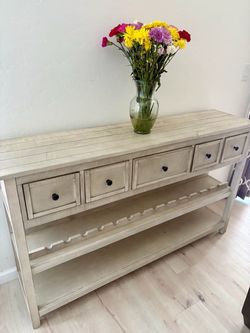 Farmhouse Wood Sideboard with Wine Rack