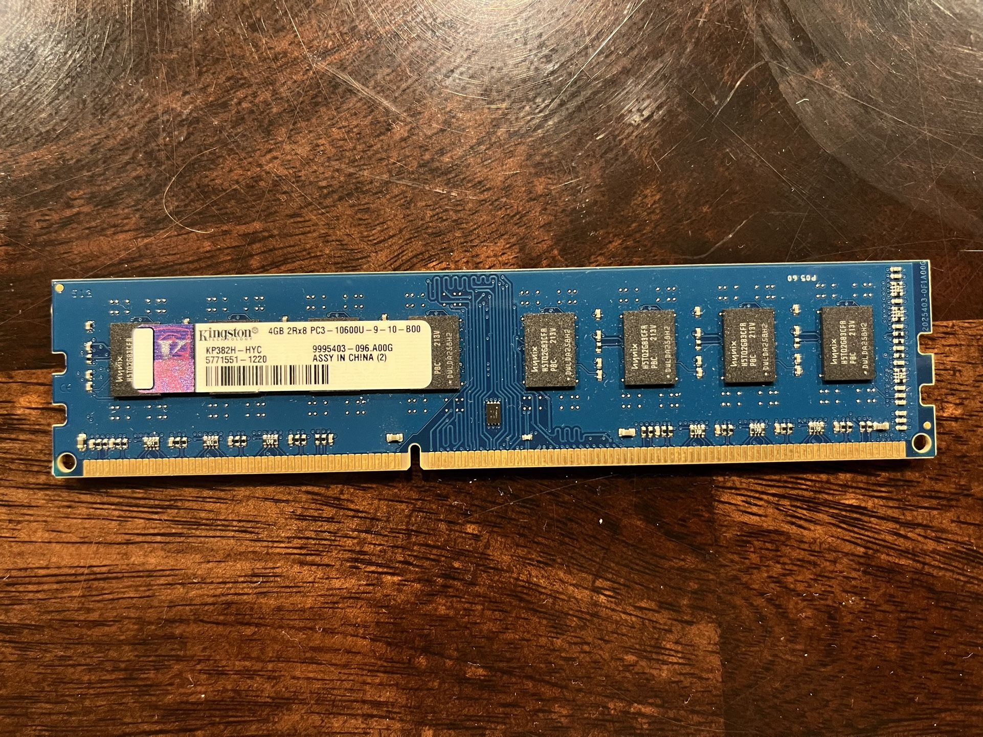 (1006) Kingston 4GB 2Rx8 PC3-10600 DDR3 1333MHz 1.5V 240-Pin DIMM Desktop Memory RAM 4G
