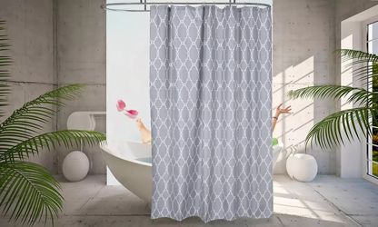 NewHome 70" x 70" Waterproof & Anti-Mildew Shower Curtain with 12 Hooks iMountek Grey Pattern