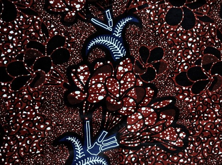 African Fabric 1 Yard Cotton Wax Ankara Print BROWN Orange Abstract