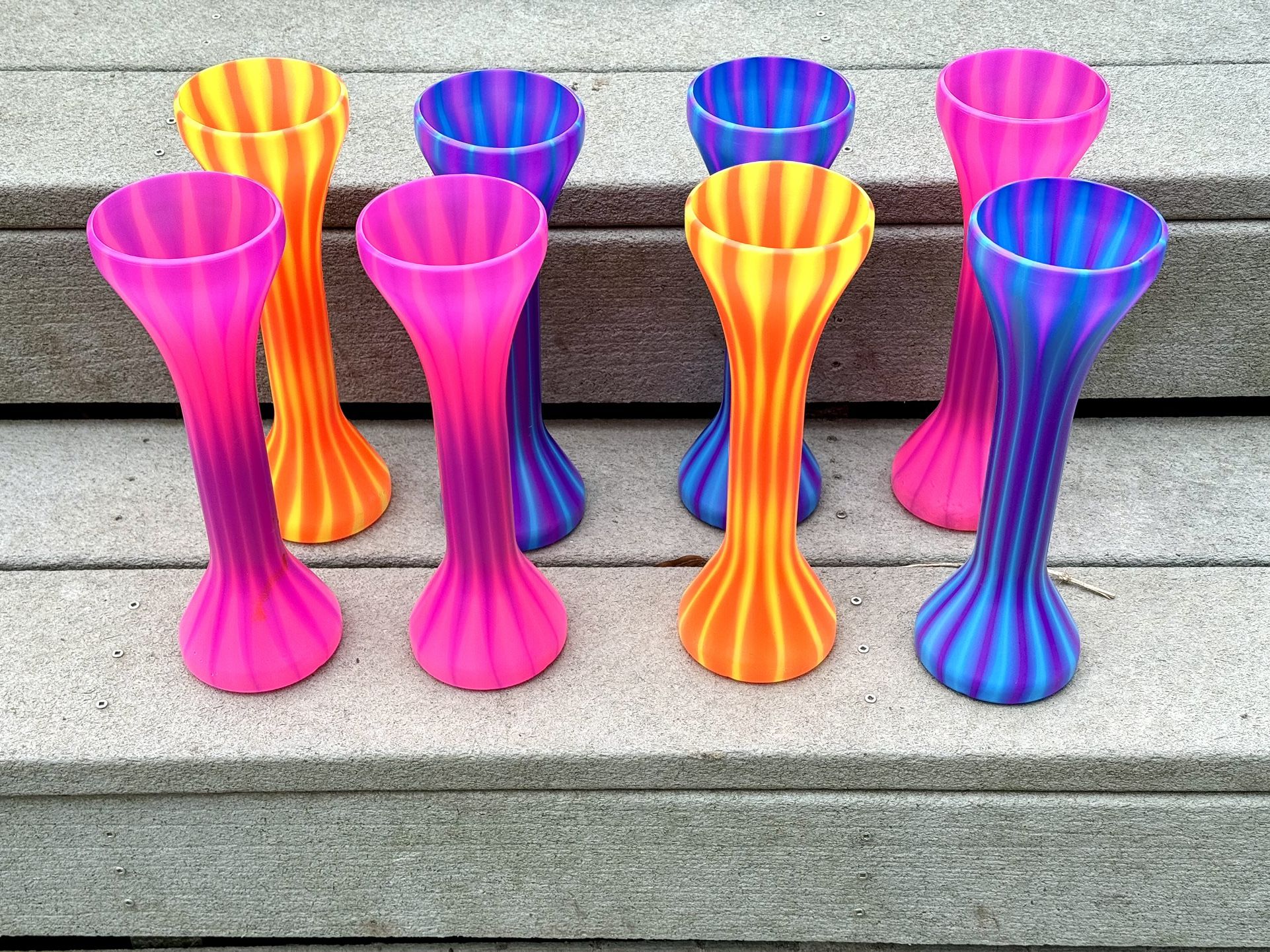 Eight plastic goblets