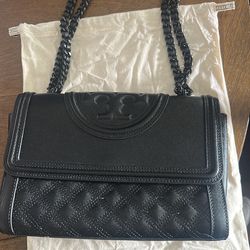 black Tory Burch Fleming Convertible Shoulder Bag
