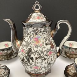 Set of 15 Pc Bavaria White Porcelain and Silver Plated Tea Set - Bavaria Germany 