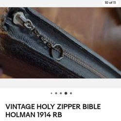 1914 Zip Up Holman Bible book Black Zipper Red Edged Papers Packaged #0001? c054

