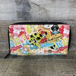 Disney Parks Wallet Zip Around Mickey Mouse Donald Duck Tinker Bell