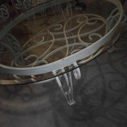 Steel Coffee Table And Two End Tables With Glass Tops