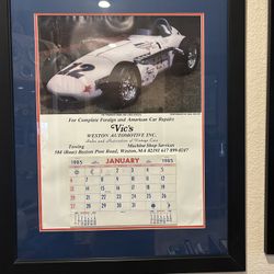 Framed Indy Car Calendar 