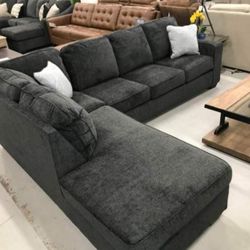 Slate Grey 2 Piece L Shape Sectional Sofa Couch with Chaise 