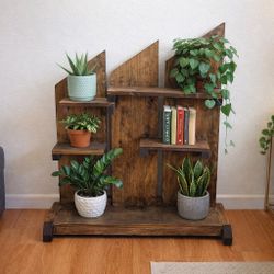 Handcrafted Rustic Wooden Plant Stand / Display Shelf – Unique Piece