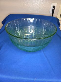Indiana Tiara Glass punch bowl Chantilly Green with Ladle