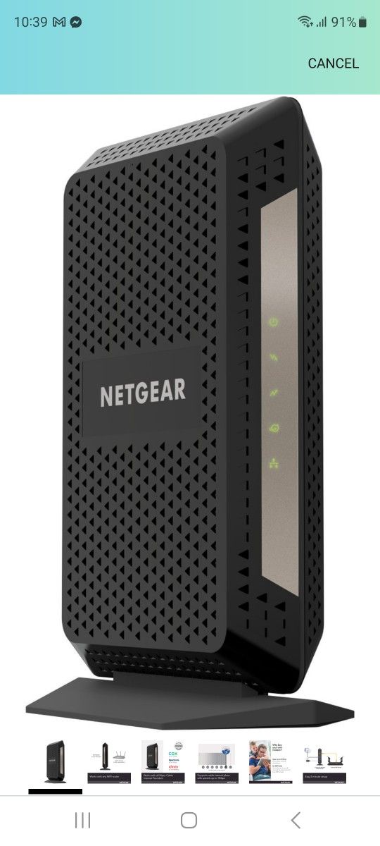 NETGEAR Cable Modem DOCSIS 3.1 (CM1000) Gigabit Modem, Compatible with All Major Cable Providers Including Xfinity, Spectrum, Cox, for Cable Plans Up