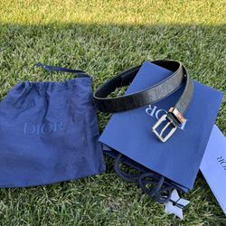 Dior Men’s Leather Oblique Galaxy Leather Belt