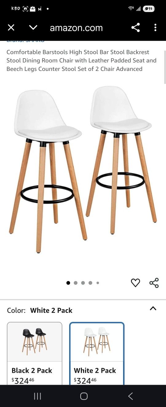 Comfortable Barstools High Stool Bar Stool Backrest Stool Dining Room Chair with Leather Padded Seat and Beech Legs Counter Stool