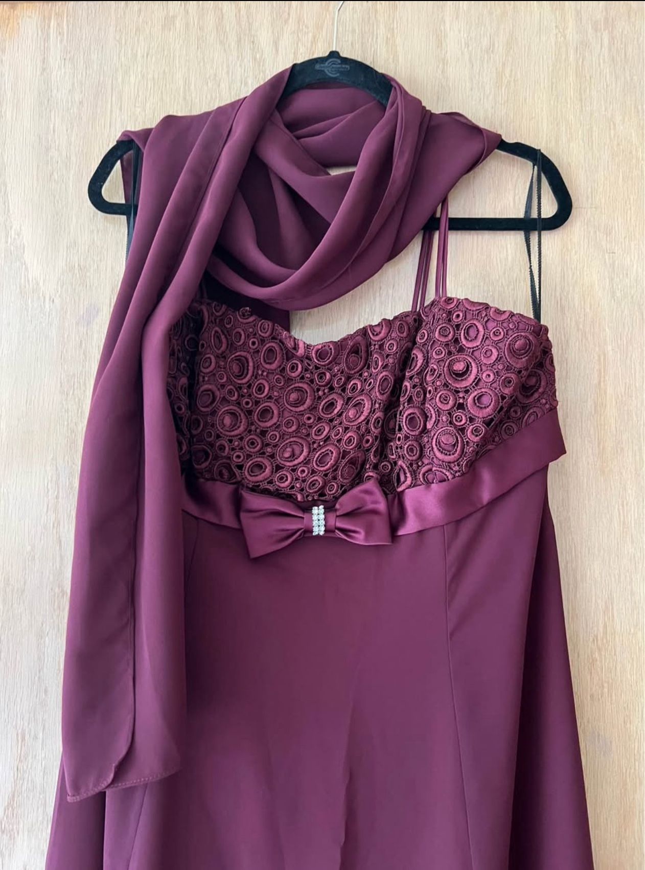 Burgundy Formal Dress with Shawl(size XXL)