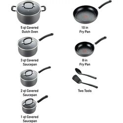 T-fal Titanium Non-Stick Cookware Pot Pan Set Oven Safe Dishwasher