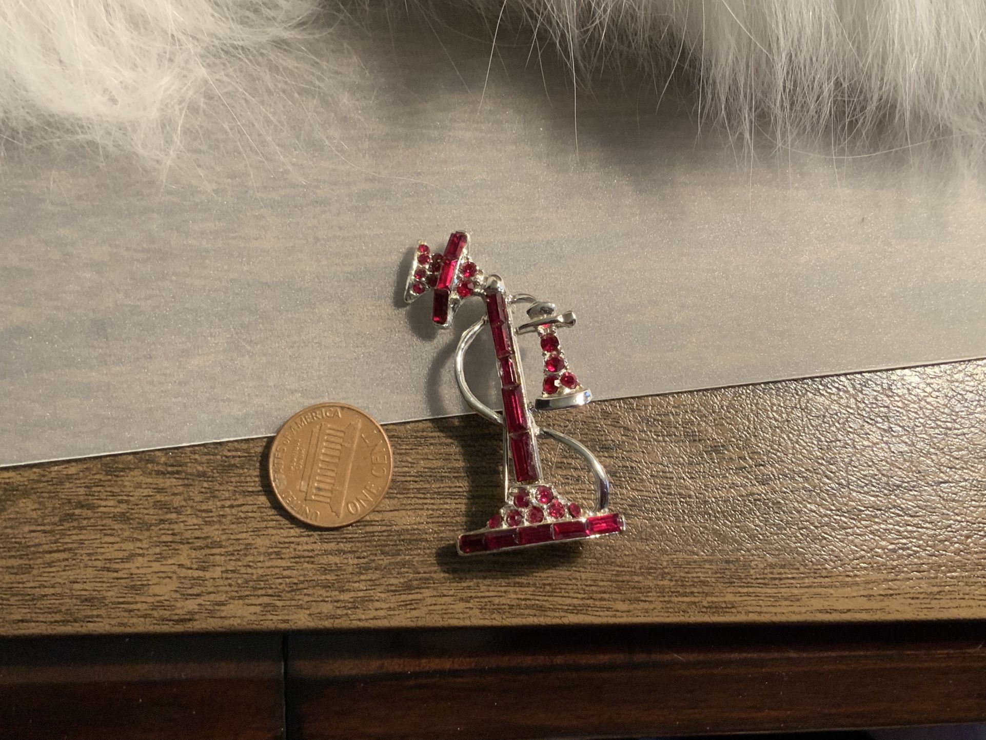 Rhinestone Telephone  Brooch 
