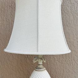 Pineapple White Ceramic Lamp With Linen Shade
