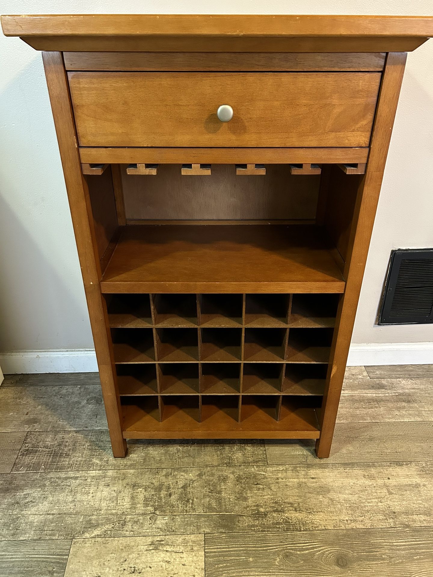 Solid Wood Wine Cabinet - Shelf With Drawer