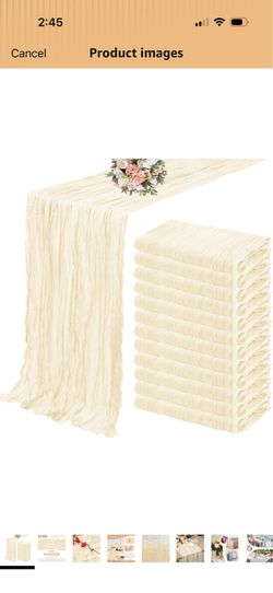 12 Pack Cheesecloth Table Runner 35 x 120 inch Long Boho Cheese Cloth Gauze Table Runners Cream Semi Sheer Table Runner for Wedding Decor, Bridal Show