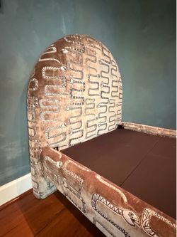 Upholstered Bed Frame with Snake Print Fabric