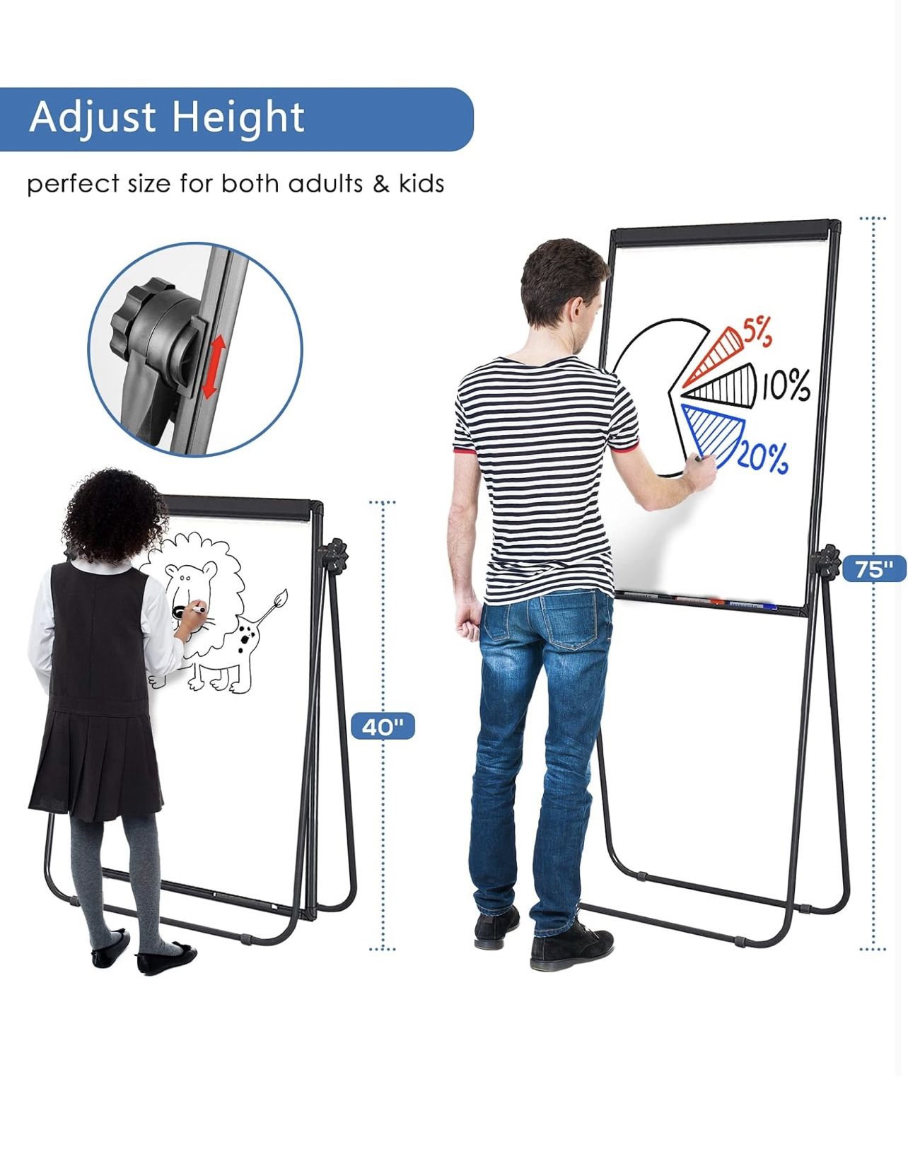 Portable Rolling White Board Multipurpose