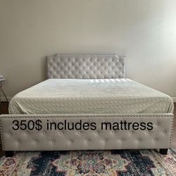 Stylish Tufted  King Bed with Mattress 