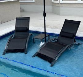 Patio Chaise Lounge Set of 4 Outdoor Lounge Chair Beach Pool Sunbathing Lawn Lounger Recliner Chairs Outside Tanning Chairs with Arm for All Weather, 