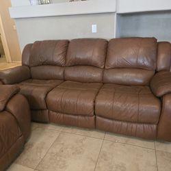 $100 2 LEATHER RECLINING SOFAS