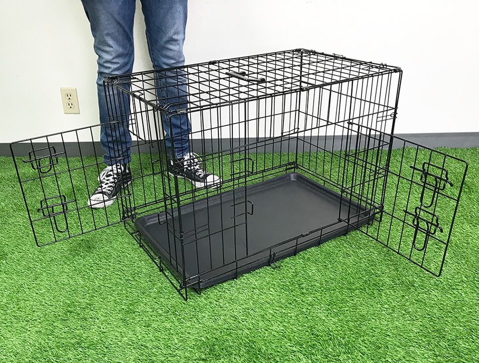 $30 NEW Folding 30” Dog Cage 2-Door Folding Pet Crate Kennel w/ Tray 30”x18”x20”