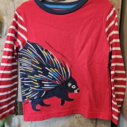 Mini Boden porcupine applique long sleeve shirt