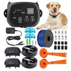 Electric Dog Fence Pet Safe Containment System. Training Collar,Covers up to 3/4 Acre,Shock for 2 