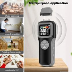 Wood Moisture Meters, Pin & Pinless 2 in 1 Moisture Detector with Upgraded Sensor & Backlit Screen, 9 Calibration for Moisture Detection in Wood