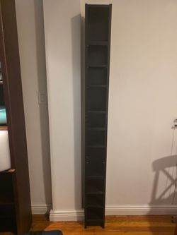Black 10-Shelf Tall Media Storage Tower