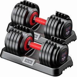 55LB Adjustable Dumbbell Set,10 in 1 Free Weights Dumbbell with Anti-Slip Texture Handle,1 Sec Speed Adjustment Men/Women Gym and Home Strength Traini